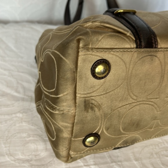 COACH MIA Signature C tan and brown Satchel carryall handbag. Style #15402 - Picture 10 of 16